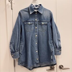 WON HUNDRED Nancy oversized Button-Front Denim Shirt Jacket - Medium Blue